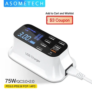 8 port led display usb charger quick charge pd usbc charger for iphone 13 12 phone tablet fast charger for xiaomi huawei samsung free global shipping