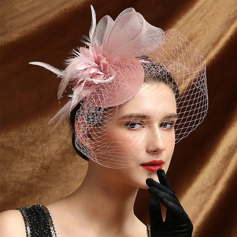 

Women Fascinators Hat Flower Mesh Ribbons Feathers Fedoras Hat Headband or A Clip Cocktail Tea Party Headwewar for Girls