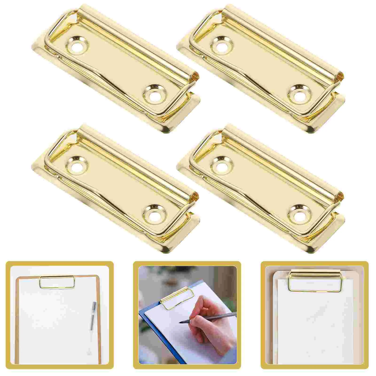 

4 Pcs Stationery Supplies Binder Clipboard Clips Adorable Clamps Large Reusable Replacement Black Writing Pad Holder Bills