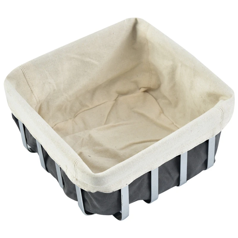 

Stainless Steel Bread Basket Cloth Cover Home Fruit Basket Desktop Sundries Storage Basket Tableware Baking Basket