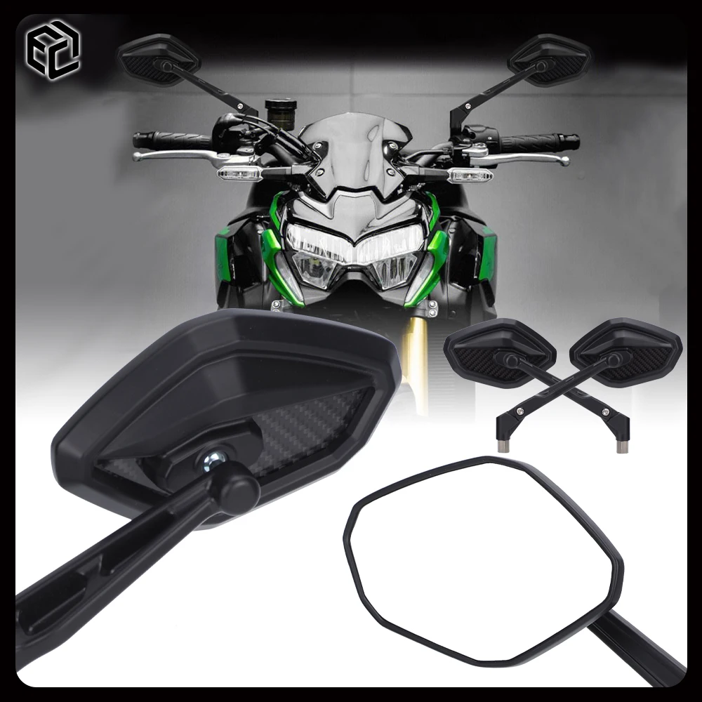 Фото Зеркало заднего вида для мотоцикла Z900 KAWASAKI ZH2/Z650/Z400/Z800/Z1000, боковое зеркало из углеродного волокна, аксессуары для мотоциклов Espejos №1