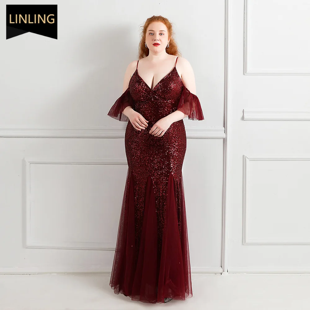 Sequin Women's Evening Dress for Wedding Party Formal Lace Maxi Slip Long Plus Size Dresses Weddings Woman Guest Elegant Veils