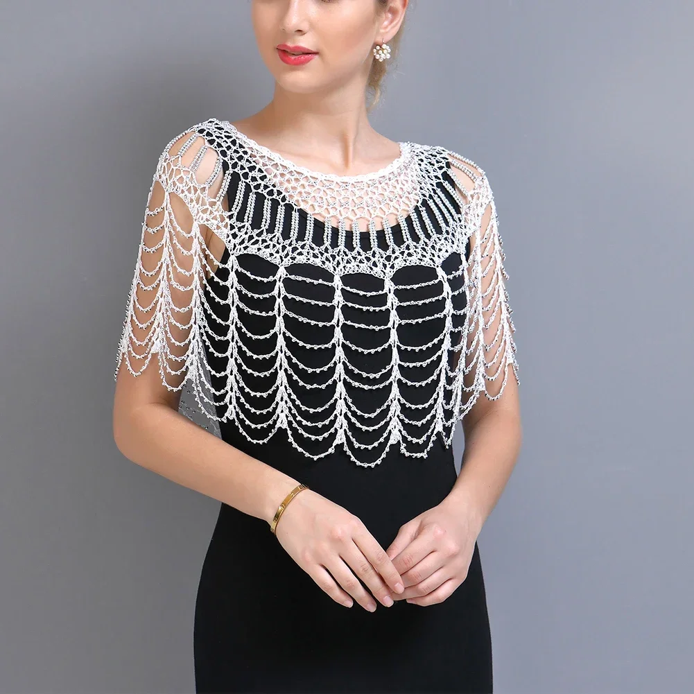 Вязаная крючком шаль ручной работы с вырезами в стиле 1920-х годов женская вечерняя