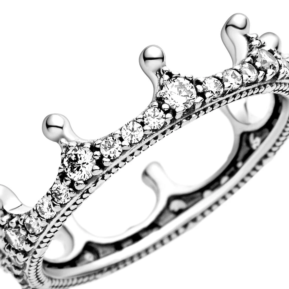 Pandora-Bague Couronne de Rotterdam en Argent 925 Clair pour Femme, Romantique, Élégante, Proposition de Mariage, Cadeau de Bijoux DIY 2