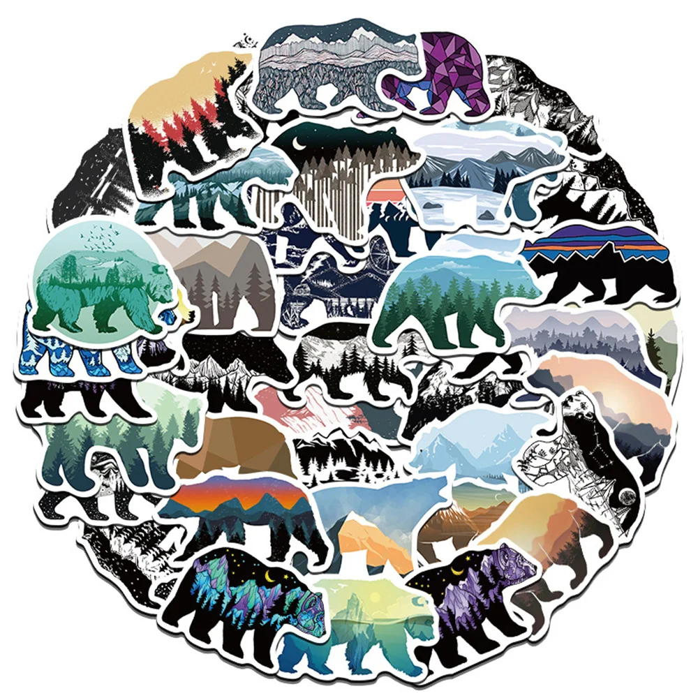 

10/30/50PCS Grizzly Bear Graffiti Sticker Laptop Guitar Water Cup Decoration Waterproof Personality Trend Refrigerator Wholesale