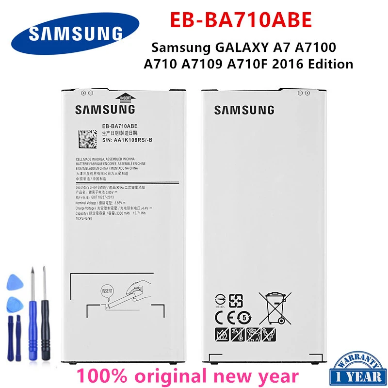 

SAMSUNG Orginal EB-BA710ABE 3300mAh Battery For Samsung GALAXY A7 A7100 A710 A7109 A710F 2016 Edition Mobile Phone