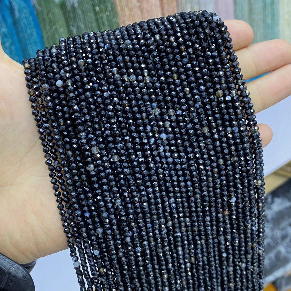 

Бусины из черного агата с гранями, 3,3 мм