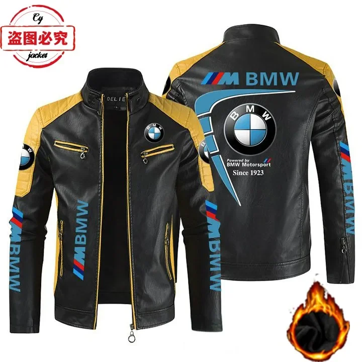 

Кожаная куртка с логотипом мотоцикла BMW, куртка из искусственной кожи, четыре сезона, BMW Motorsport Team, мужская одежда для велоспорта, командная куртка