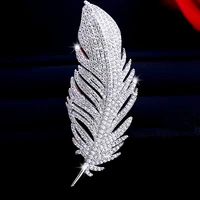 light luxury zircon classic feather lapel pins badges brooche pins brooches for women men unisex costume party dress accessory