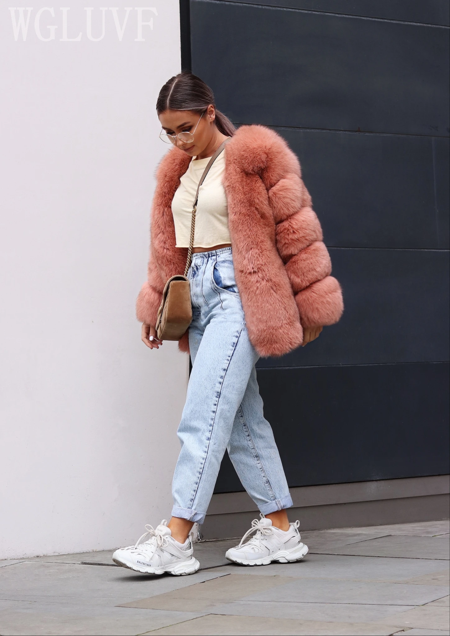 2022WGLUVF Women's Jacket Super Furry Real Fox Fur Coat Fur Jacket Luxurious Fox Fur Warm Long Coat