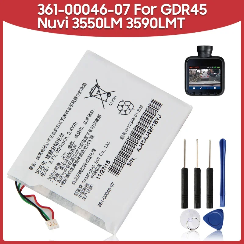 Оригинальный запасной аккумулятор 361-00046-07 для Garmin GDR45 Nuvi 3550LM 3590LMT 930 мАч
