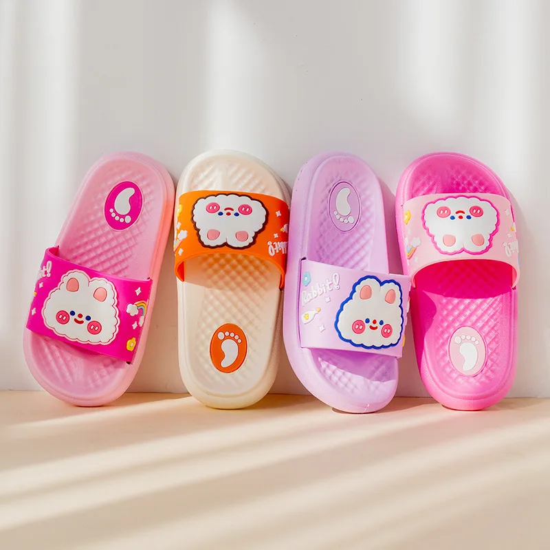 

Summer Girls Children's Home Slippers Cute Cartoon Rabbit Non-Slip Slippers Soft Breathable Comfortable Boys Girls Slippers