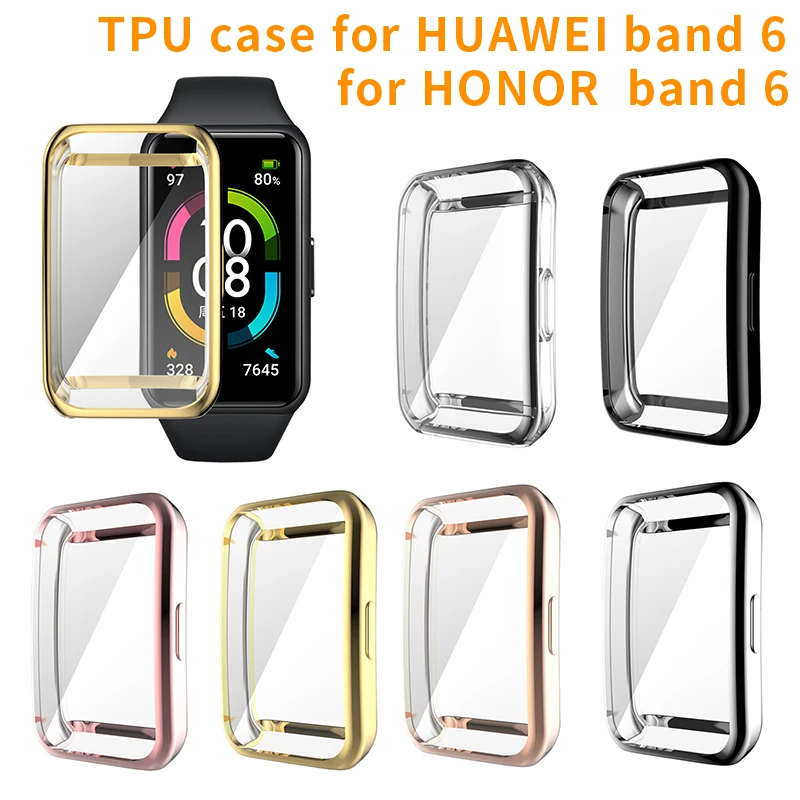 

TPU Soft Full Screen Protector Case For Huawei band 6，For honor band 6 Shell Edge Frame Protective Bumper Cover Accessories