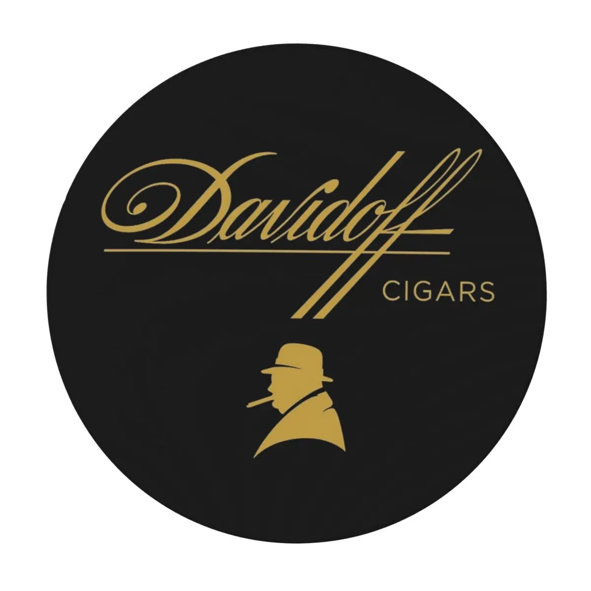 Фото Водонепроницаемая круглая скатерть Davidoff Cigars Black, маслостойкая, для кухни, мероприятий, обеденного стола №1