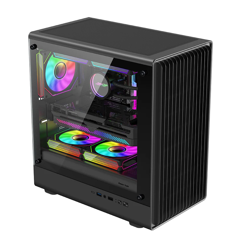 Корпус Power Train V1 MATX для настольного компьютера боковое прозрачное стекло