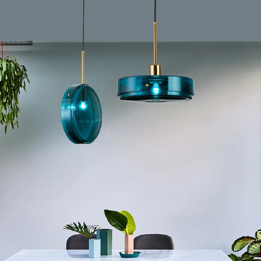 

Nordic Luxury Blue Glass Pendant Light Minimalist Designer Hanglamp Led Lighting for Living Room Dining Room Lamps Bedroom Decor