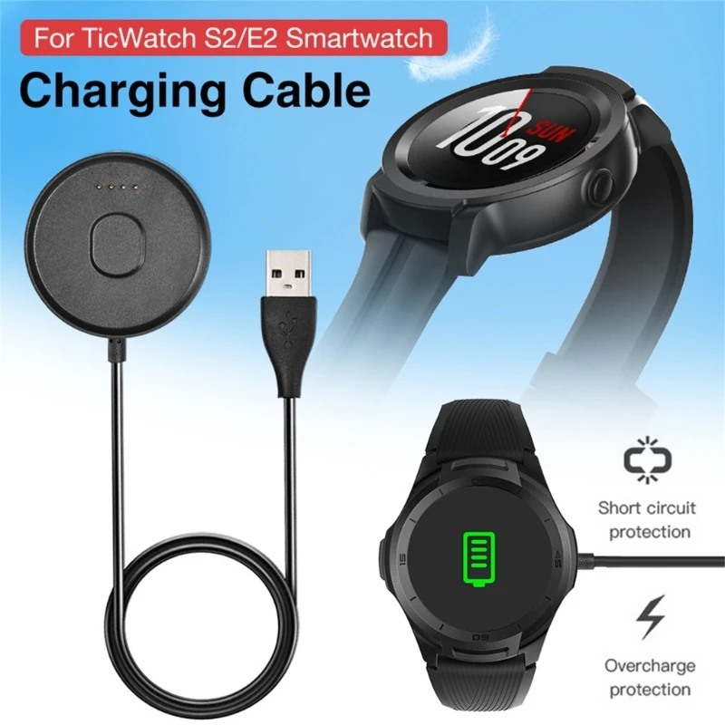 

100cm Portable USB Smart Watch Bracelet Charger Cradle Charging Cable Fast Power Dock For Ticwatch E2/S2 Replacement Drop Ship