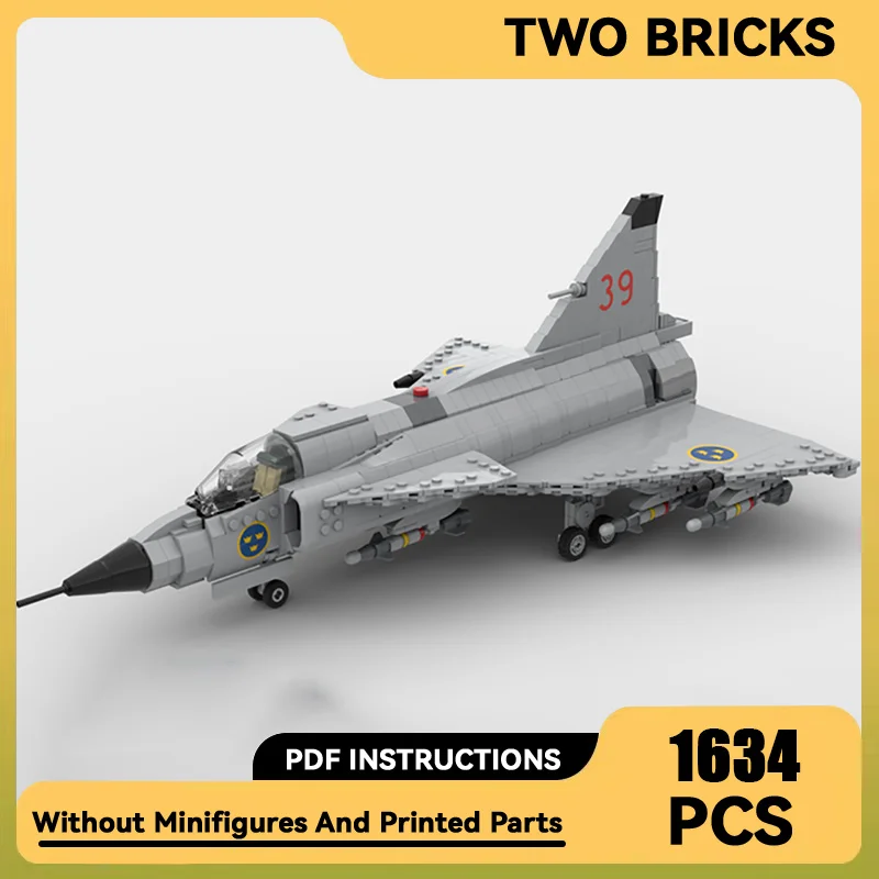 

Военная серия Moc, строительные блоки в масштабе 1:35, модель JA & AJ-37 Viggen, технология, самолет, кирпичи в сборе, технические детали для детей