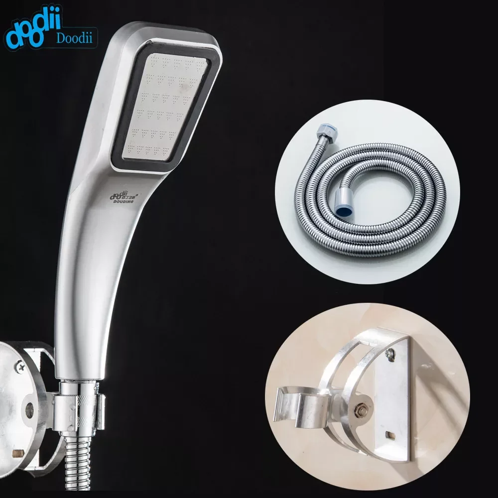 

DOODII Shower Head Set Water Saving 300 Hole ABS With Silver Shower 1.5m Stainless Steel Shower Hose Space Aluminum Showerholder