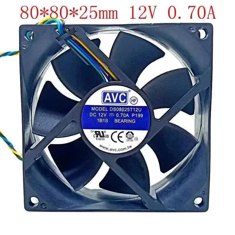 Фото Новый вентилятор охлаждения для AVC 8025 12V 0.70A DS08025T12U, 8 см, 4-контактный, с ШИМ-управлением температурой, 80*80*25 мм №1