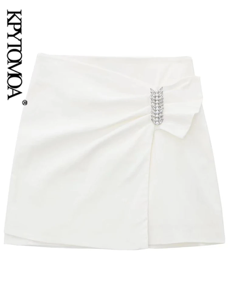 Модная женская мини-юбка KPYTOMOA с блестящей пряжкой винтажные женские юбки высокой