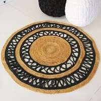 rug natural jute round carpet handmade braided style reversible hemp carpet modern home living room area rug