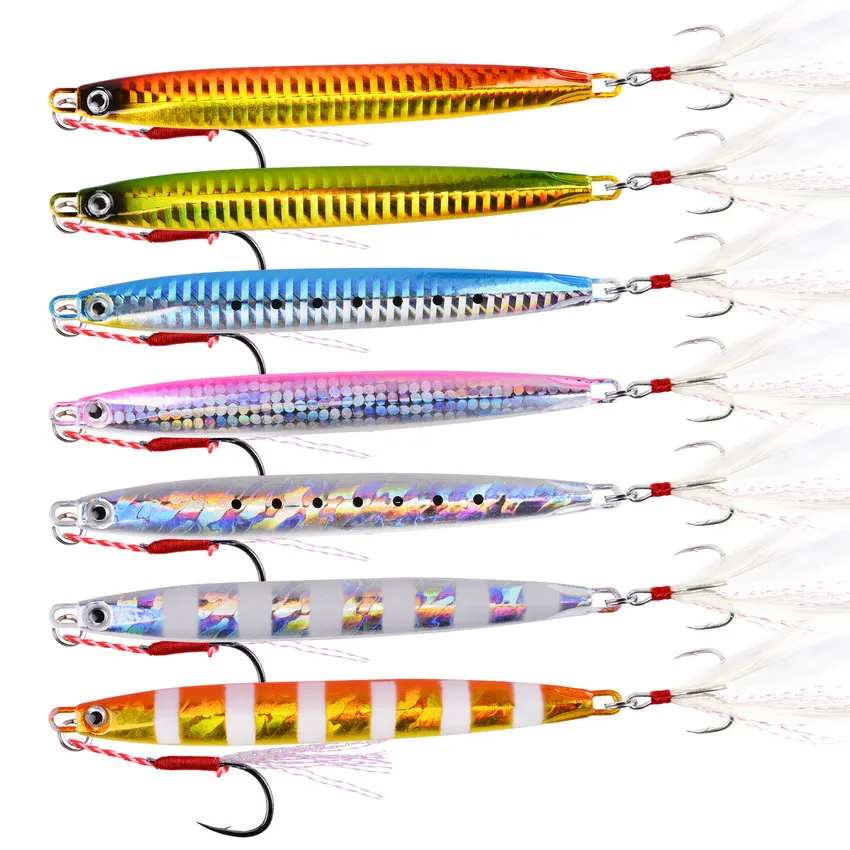 

7pcs/set Super Slim Metal Casting Jigs 10G 20G 30G 40G Shore Drag Cast Jigging Spoon Zinc Fishing Lure Artificial Bait Tackle