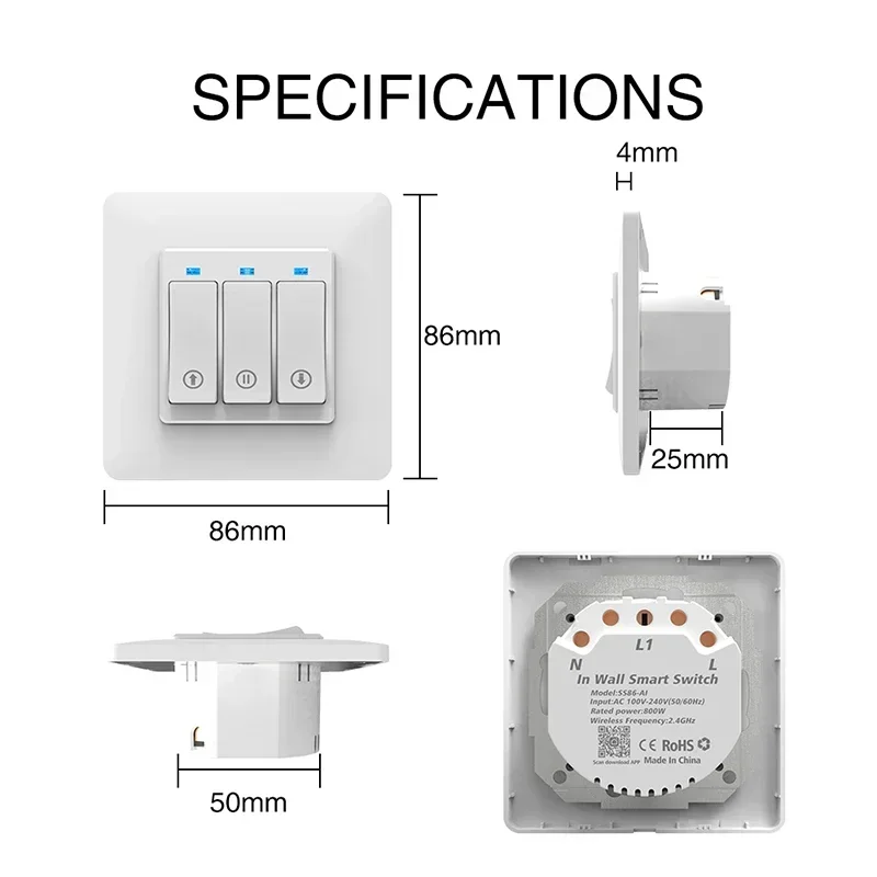 Умная кнопка Tuya Wi-Fi переключатель жалюзи моторизованный двигатель с