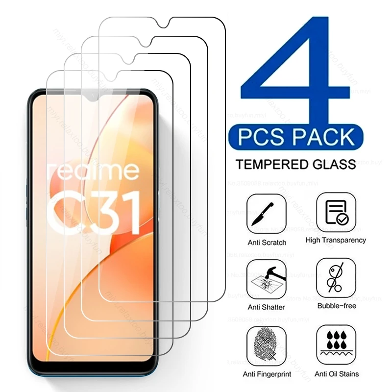 

Закаленное стекло 9H для Realme C31 Realmi Relme C 31 31C RealmeC31 6,5 дюйма, 4 шт.