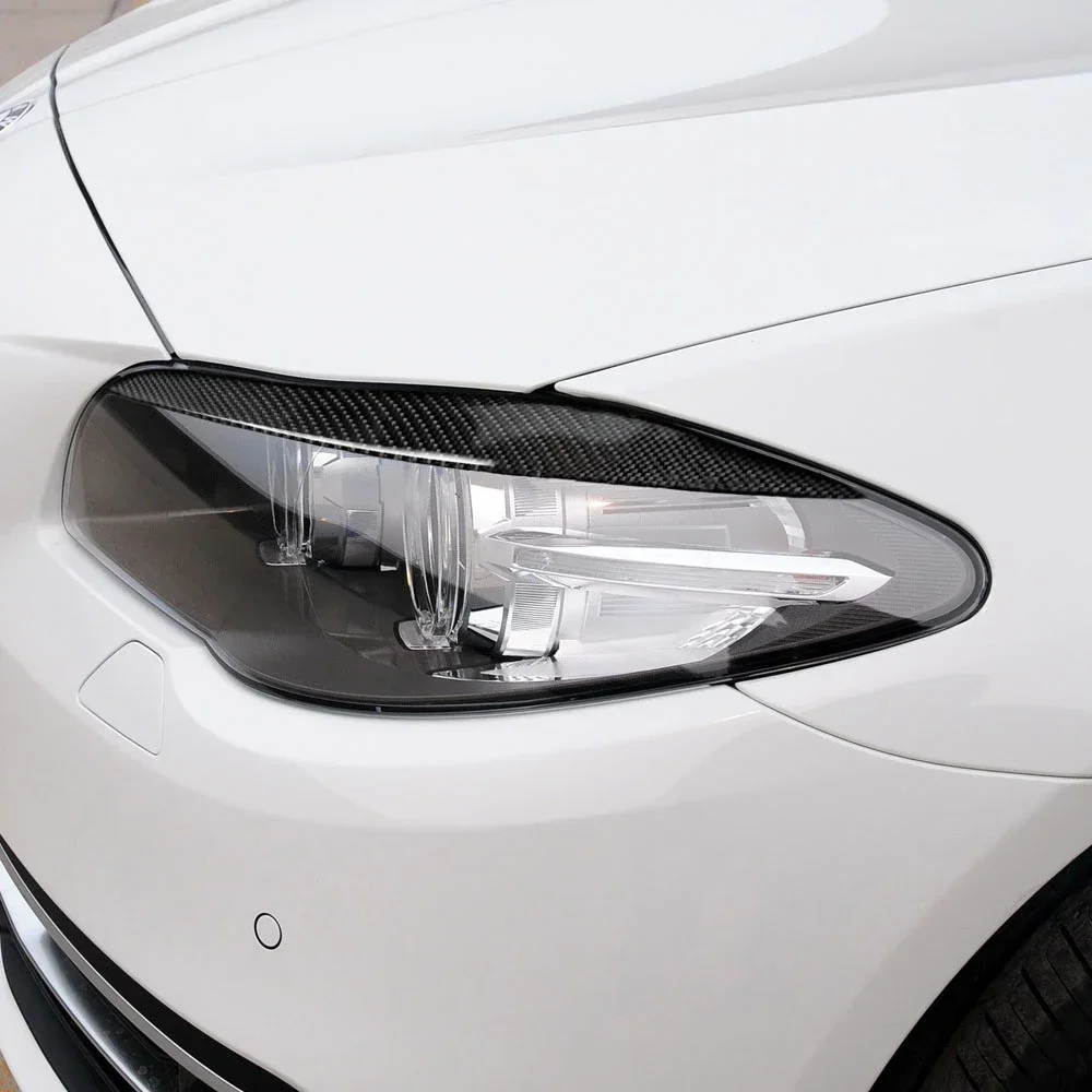

Car True Carbon Fiber Headlights Eyebrows Eyelids Front Headlamp Trim Cover Sticker Accessories For BMW F10 5 Series 2011-2017
