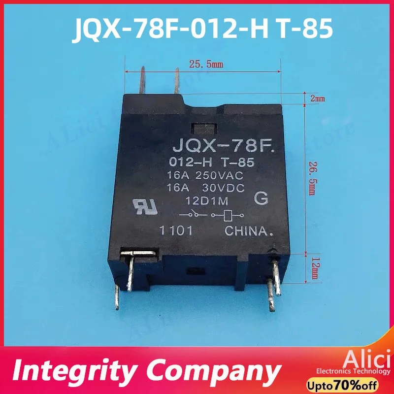 Фото 5 шт./лот, оригинальный JQX-78F-012-H T-85 12 В 16 А 4 контакта для реле микроволновой печи №1