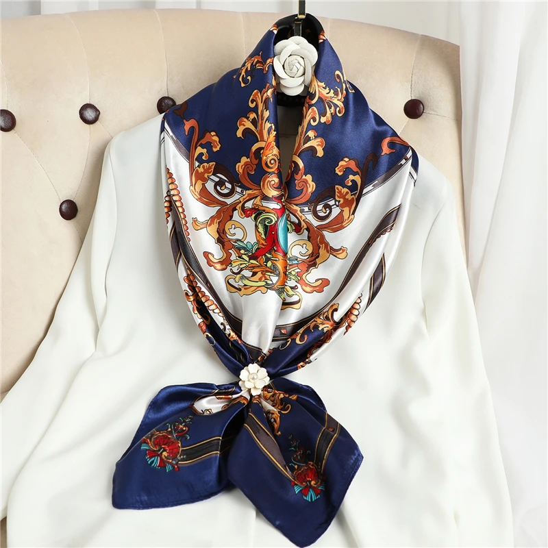 Атласная квадратная искусственная хиджаб элегантная модель 2022 шаль с рисунком