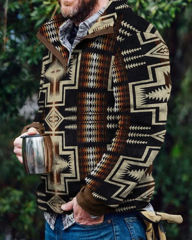 

Мужской двухсторонний меховой костюм в стиле ретро с 3D принтом и воротником-стойкой, новинка 2022, зимнее американское плюшевое теплое пальто...