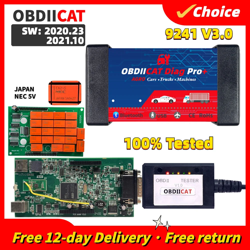 A + качественный Новый Multidiag Pro TCS V3.0 NEC Реле 9241A чип для сканера Bluetooth A + + одиночный OBDIICAT VCI TCS OBD2 диагностический инструмент