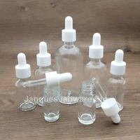 10pcs 5ml to 100ml transparent glass dropper bottles with white cap for lab essential oil perfume sample bottle aromatherapy