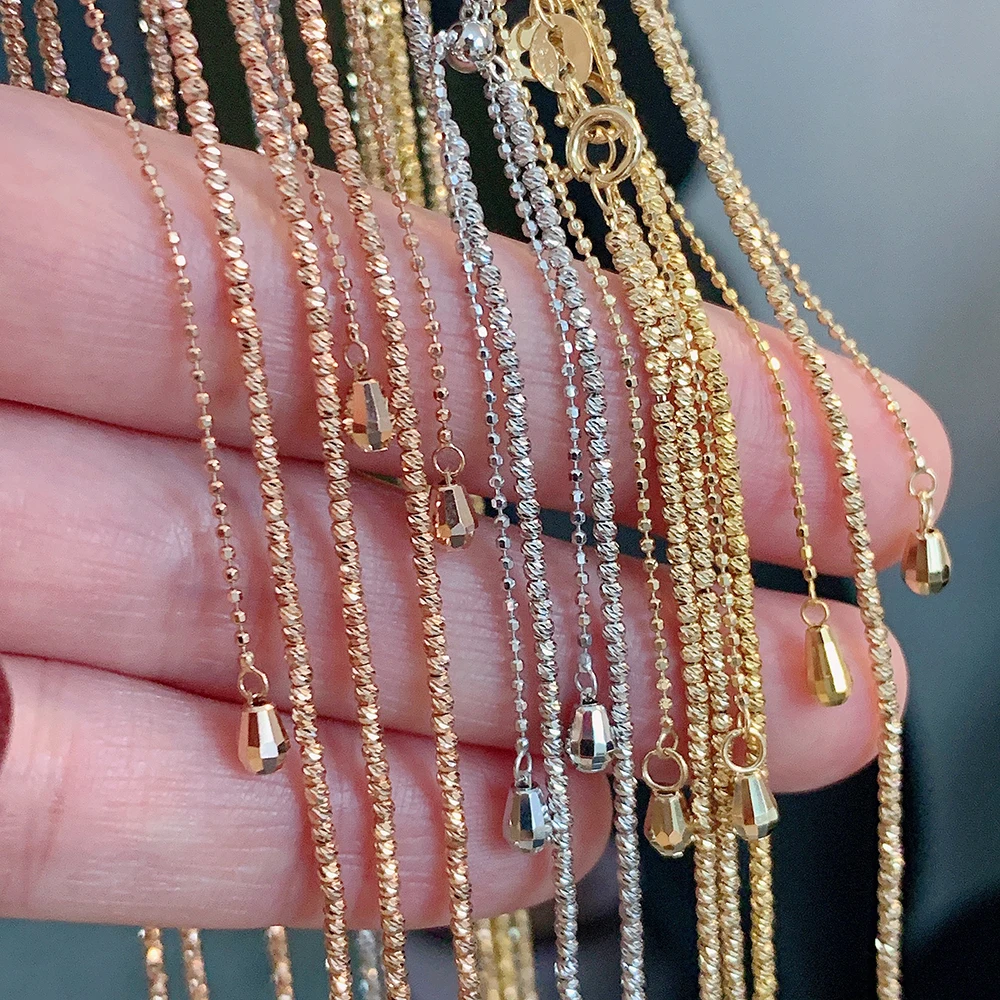 

Женское Ожерелье из чистого 18-каратного золота с резными бусинами