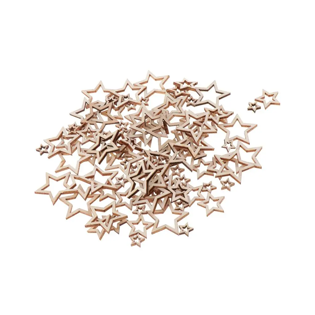 

100 Wooden Stars Wooden Discs for Crafts Decoration Wooden Discs