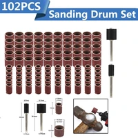 102pcs sanding drum set 80 grit 6 3512 7mm 14 12 in rubber drum mandrels drum kit sanding band abrasive tool rotary tool set