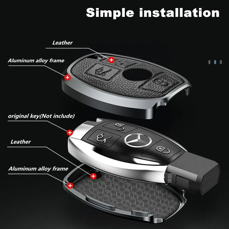 Кожаный сплав автомобильный чехол для дистанционного ключа Mercedes Benz CLA GLC GLA GLK W203