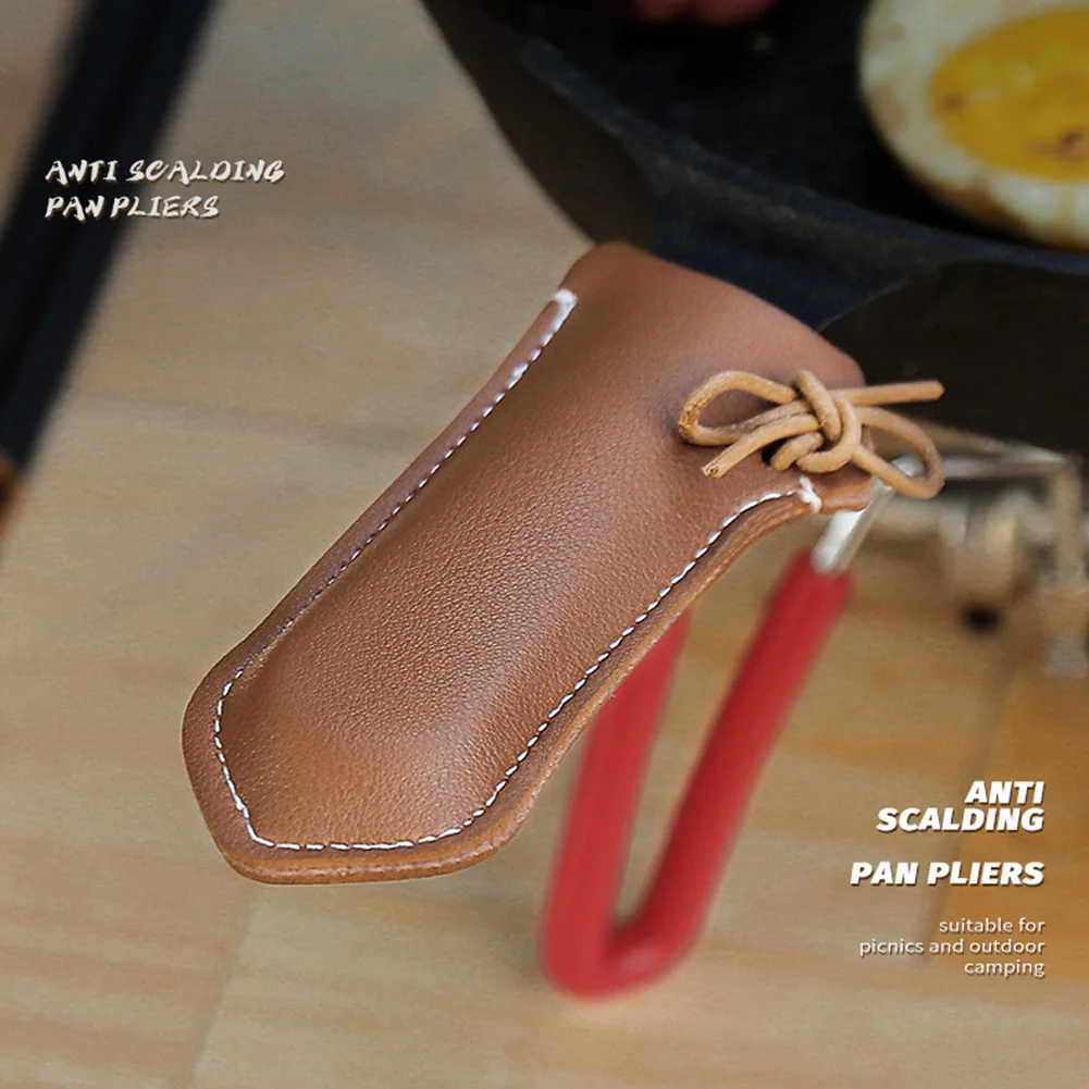

Cooking Anti-Scald PU Leather Frying Pan Handle Cover Grip High Temperature Resistant Protective Covers For Kitchen Camping