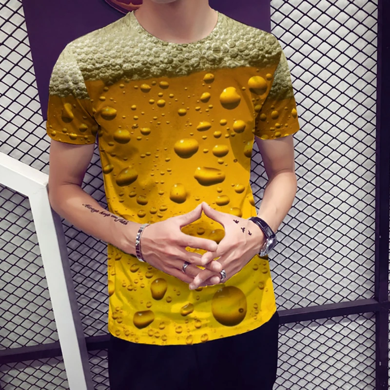 

GAOKE New Beer 3D Print T Shirt Women Men Funny Novelty T-shirt Short Sleeve Tops Unisex Outfit Clothing
