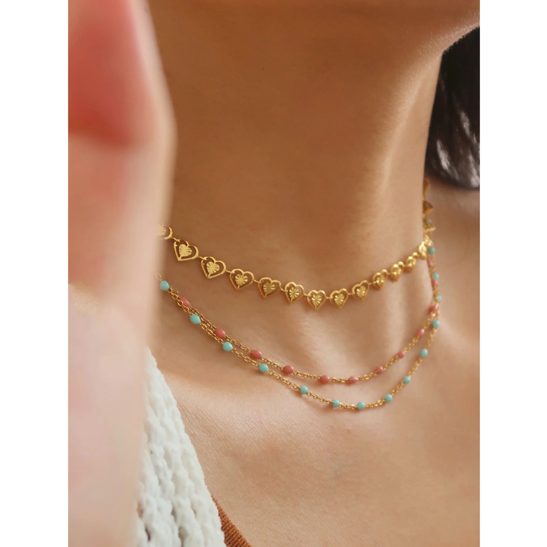 

Colorful Drip Glue Collar Chain Necklace for Women New Summer O-Ring Chain Does Not Fade 2023 Fashion Jewelry