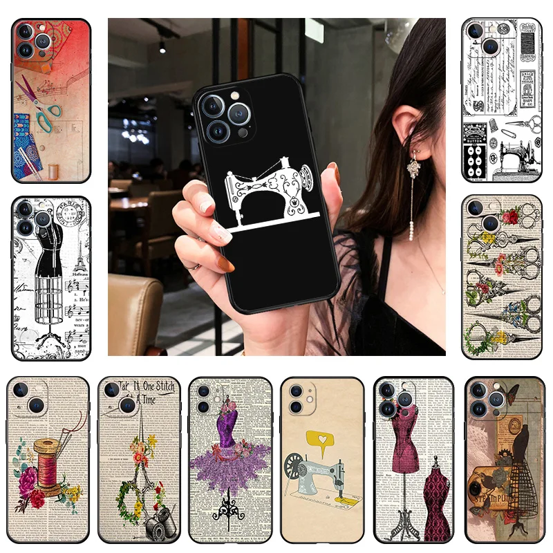 

Ultra Thin Sewing Tailor Art Silicone Phone Case for iphone 14 13 11 12 Pro XS Max Mini XR SE 8 7 6s 14 Plus X Soft Mate Cover