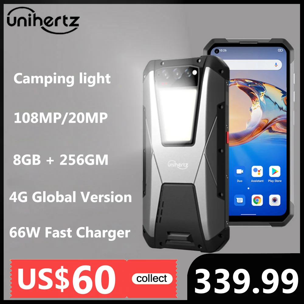 Unihertz Rugged Smartphone World's Larger Battery 22000mAh Cell Phone 108MP Camera Night Vision Mobile Phone Helio G99 8GB 256GB