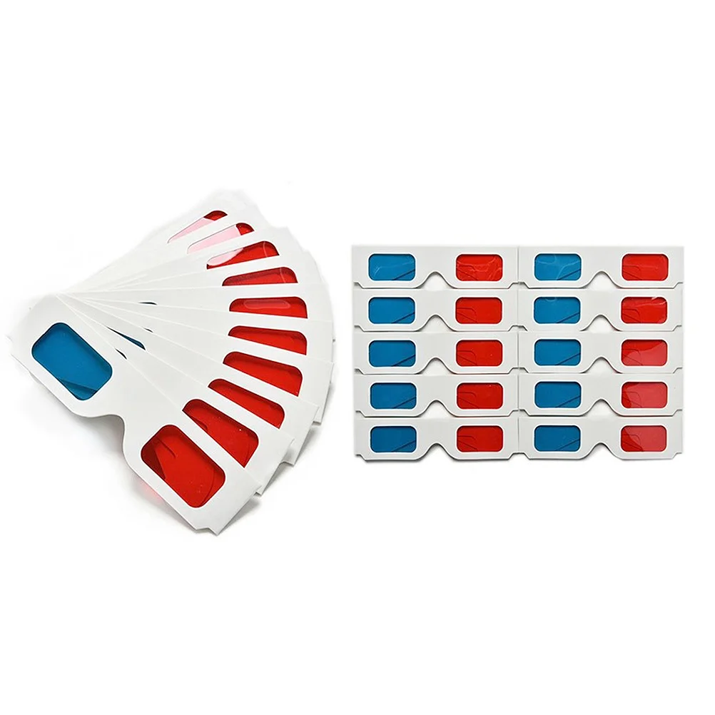 

50pcs 3D Eye Glasses Lightweight Red and Blue Lens Stereo Paper-framed Eyewear Eyeglasses for Home