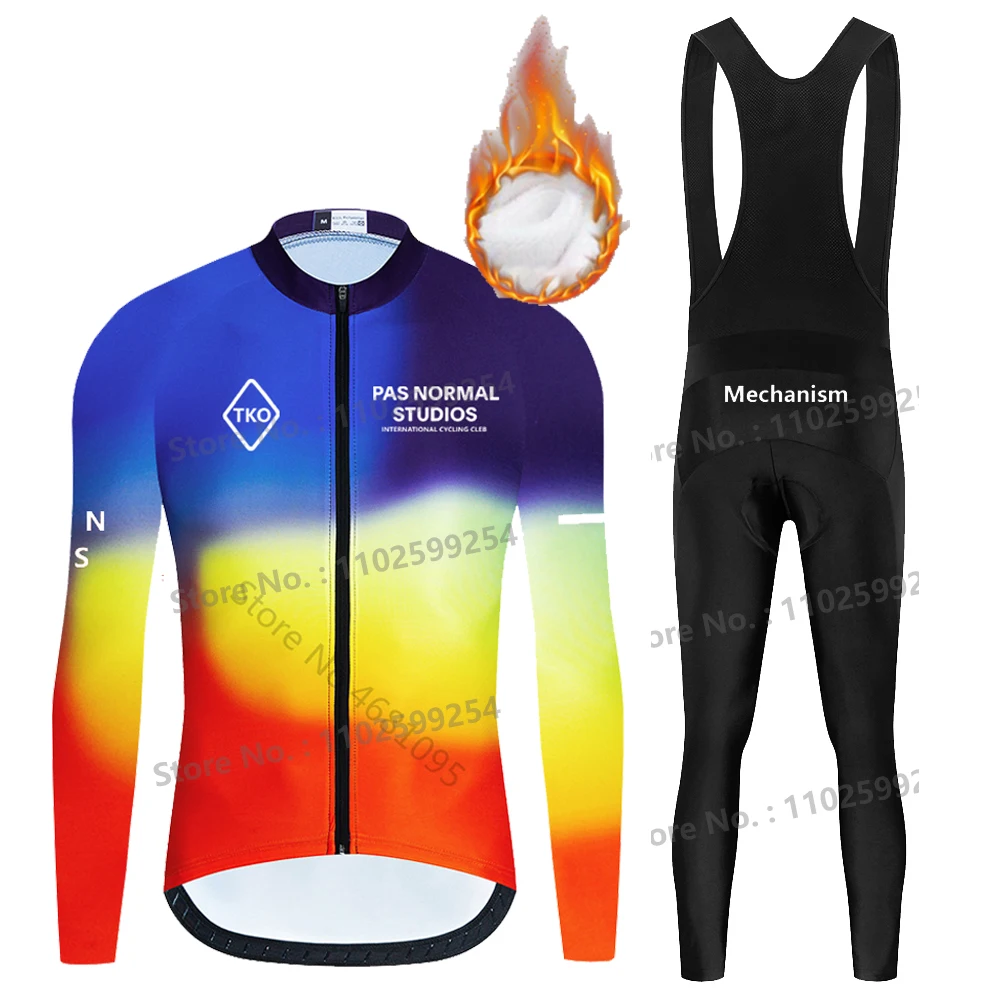 

Pas Normal Studios Winter Thermal Fleece Cycling Clothes Men's Jersey Suits PNS Bike Wear Clothing Bib Pants Set Ropa Ciclismo