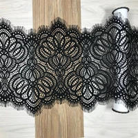 black scalloped eyelash french lace trim diy bra accessories hollowout chantilly lace for dress sewing crafts