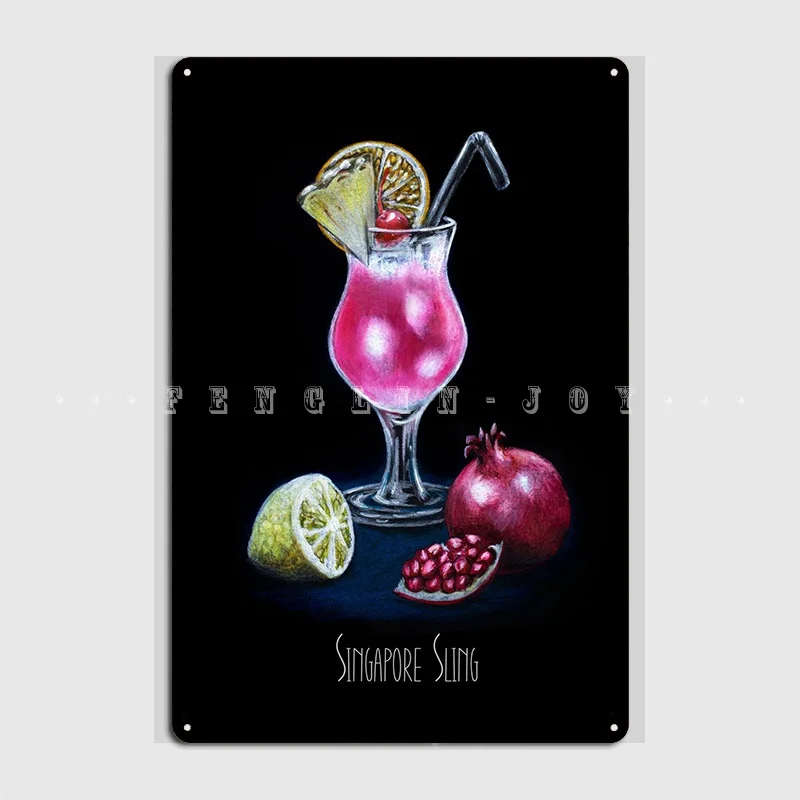 

Singapore Sling Cocktail Metal Sign Club Party Club Bar Create Wall Decor Tin Sign Poster