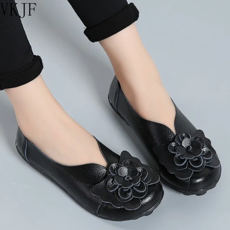 

Women Flats 2022 New Fashion Ballet Shoes Moccasins Women Shoes Genuine Leather Loafers Non-slip Ladies Shoes Women Mom Footwear