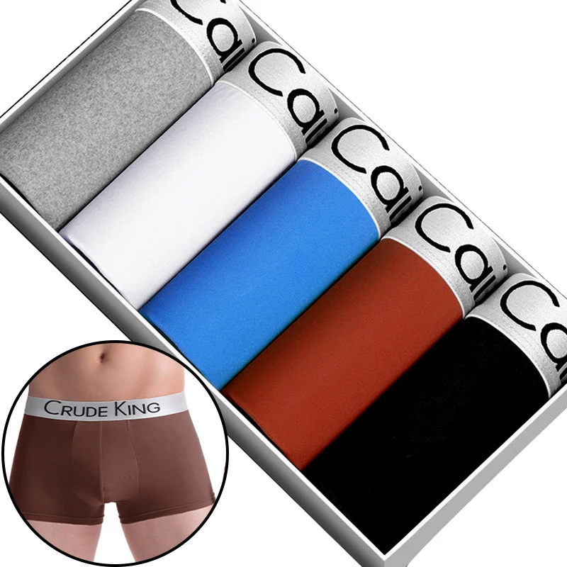 QUALIXIO 5pcs/lot Men Panties BoxerShorts Man Underwear For Men Boxers Breathable U Convex Male Underpants Mens Shorts M-4XL